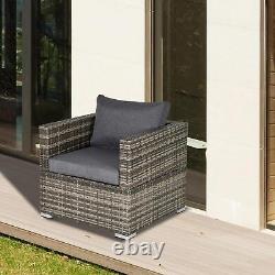 Outsunny Single Furniture Sofa Chair with Padded Cushion for Garden Balcony, Grey