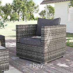 Outsunny Single Wicker Furniture Sofa Chair with Padded Cushion for Garden Balcony