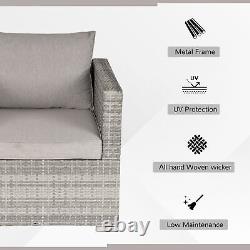 Outsunny Single Wicker Furniture Sofa Chair with Padded Cushion for Garden Balcony