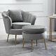 Oyster Accent Armchairs Sofa Chair With Footstool & Cushion Set Lounge Living Room