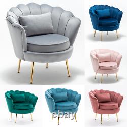 Oyster Velvet Accent Armchair Sofa Single Chair with Pillow Lounge Living Room