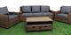 Patioking Brown Rattan Garden Furniture Set 4 Pcs Grey Cushions 5 Seater Sofa Ch