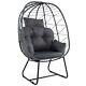 Pe Wicker Egg Chair Indoor Outdoor Lounge Chair With Cushions(grey)