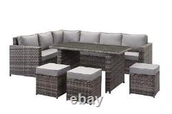 PRE ORDER FOR APRIL 2021- Rattan Garden Furniture Corner Sofa Dining Table Set