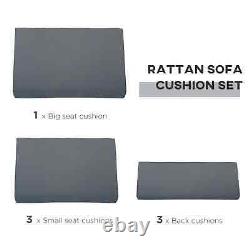 Padded Cushion REPLACEMENT Cover Set Outdoor Patio Rattan Sofa Chair Seat Grey