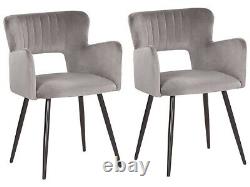 Pair of Grey Soft Cushioned Upholstered Velvet Dining/Restaurant Chairs