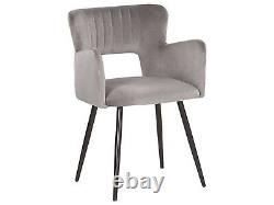 Pair of Grey Soft Cushioned Upholstered Velvet Dining/Restaurant Chairs