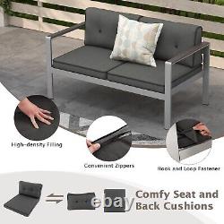 Patio Aluminum Loveseat Sofa Outdoor Garden Modern 2-Person Sofa Chair