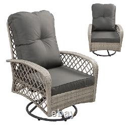 Patio Lounge Rattan Swivel Chair 360 ° Swivel w Soft Cushion Grey Rattan