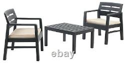 Patio Set Garden 3 Piece Furniture Set Of 2 Chairs 1 Coffee Table & Cushions