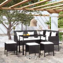 Poly Rattan Outdoor Garden Dining Set with Cushions 5 Piece