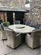 Premium Grey Rattan Garden 7 Seat Huge Table Dining Patio Set Parasol 4k New