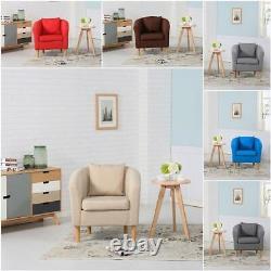Premium Linen Fabric Tub Chair Armchair For Dining Living Room Office Reception