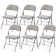 Reboxed 6x Folding Chairs Cushioned Fabric Office Reception Set Grey Frame