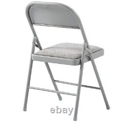 REBOXED 6x Folding Chairs Cushioned Fabric Office Reception Set Grey Frame
