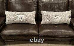 Rae Dunn Gray Sherpa Pillows COZY & HOME 2 Pc Set 29x14 For Sofa Bed Chair New
