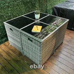 Rattan 8 Seater Garden Dining Furniture Cube Sofa Set Table Outdoor Patio Grey