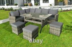 Rattan 9 Seater Corner Group Garden Furniture Set Outdoor Dining Table Sofa Set