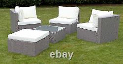 Rattan Corner Sofa Garden Furniture 4 Seater + Coffee Table Patio Chair Set