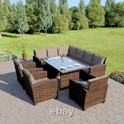 Rattan Dining Furnitue Set 9 seat Grey Black Brown Outdoor Table and Chair