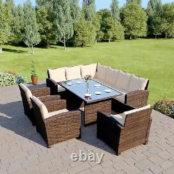 Rattan Dining Furnitue Set 9 seat Grey Black Brown Outdoor Table and Chair