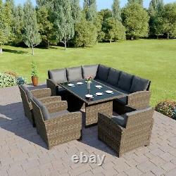 Rattan Dining Table Arm Chair Sofa Garden Furniture Set Grey Black Brown 9 Seats