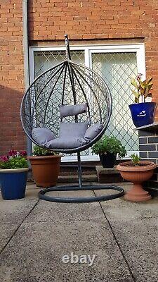 Rattan Effect Garden Hanging Egg Swing Chair (Free Rain Cover)