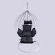 Rattan Effect Hanging Egg Swing Chair White + Footrest + Raincover Grey Cushion