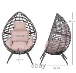 Rattan Egg Chair Garden Patio Furniture Retro Cushion Seat Grey Wicker Armchair