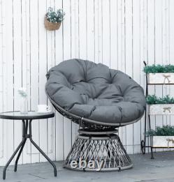 Rattan Egg Chair Swivel Garden Seat Round Padded Cushion Outdoor Retro Patio