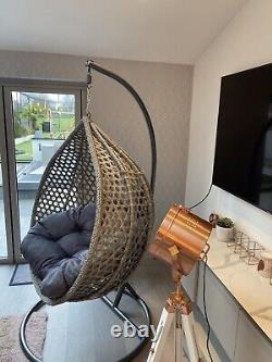 Rattan Garden Egg Chair Swing Hanging Chair Outdoor Grey Cushions Included