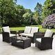 Rattan Garden Furniture 4 Piece Patio Set Table Chairs Grey Black And Brown