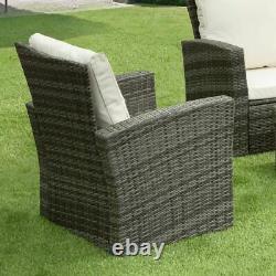 Rattan Garden Furniture 4 Piece Patio Set Table Chairs Grey Black and Brown