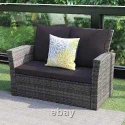 Rattan Garden Furniture 4 Piece Set. Sofa, Chairs Coffee Table Cushions