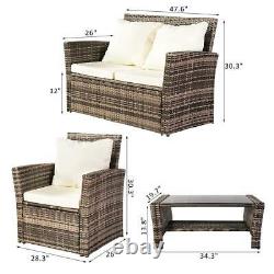 Rattan Garden Furniture 4 Seater Corner Sofa Dining Coffee Table Outdoor Patio