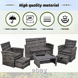 Rattan Garden Furniture 6 Pieces Chairs Coffee Table Cushions Set Outdoor Patio