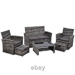 Rattan Garden Furniture 6 Pieces Chairs Coffee Table Cushions Set Outdoor Patio