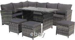 Rattan Garden Furniture 9 Seater Corner Sofa Coffee Table Outdoor Set SFS019