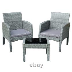 Rattan Garden Furniture Bistro Sets of 2 Armchair Patio Table & Chairs Outdoor