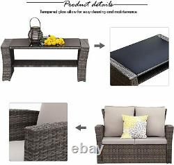 Rattan Garden Furniture Conservatory Patio Sofa Set 4 Seat Armchair Coffee Table