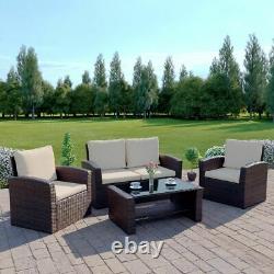 Rattan Garden Furniture Conservatory Sofa Set 4 Seat Armchair Table