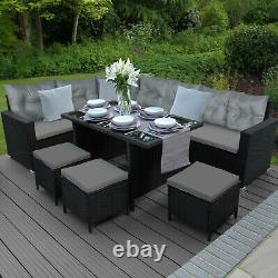 Rattan Garden Furniture Corner Sofa Dining Set Table Outdoor Patio 9 Seat
