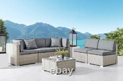 Rattan Garden Furniture Corner Sofa Set Grey Outdoor Conservatory Patio Dining