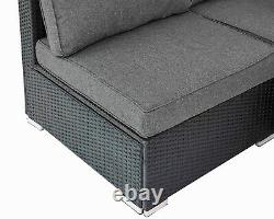 Rattan Garden Furniture Corner Sofa Set Grey Outdoor Patio Dining Set Grey