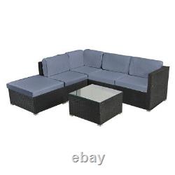 Rattan Garden Furniture Corner Sofa Set Outdoor Patio L-Shaped W Table Cushions
