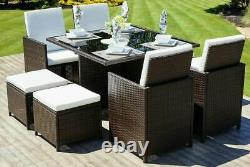 Rattan Garden Furniture Cube Set Chairs Table Outdoor Patio Rattan Black / Brown