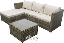 Rattan Garden Furniture Outdoor Patio Corner Sofa Set with 4 Seats and Table