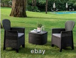Rattan Garden Furniture Patio Set Table & Chairs Set 2 Garden Chairs & Cushions