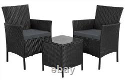 Rattan Garden Furniture Set 3 Piece Patio Bistro Set Weaving Wicker Chairs Porch