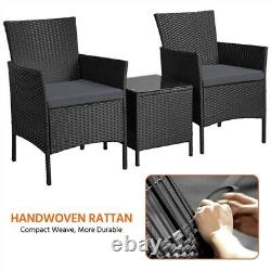 Rattan Garden Furniture Set 3 Piece Patio Bistro Set Weaving Wicker Chairs Porch